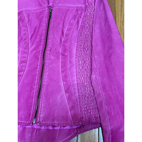 Luii Pink Purple Faux Leather Jacket Size Small NWT - Picture 4 of 8